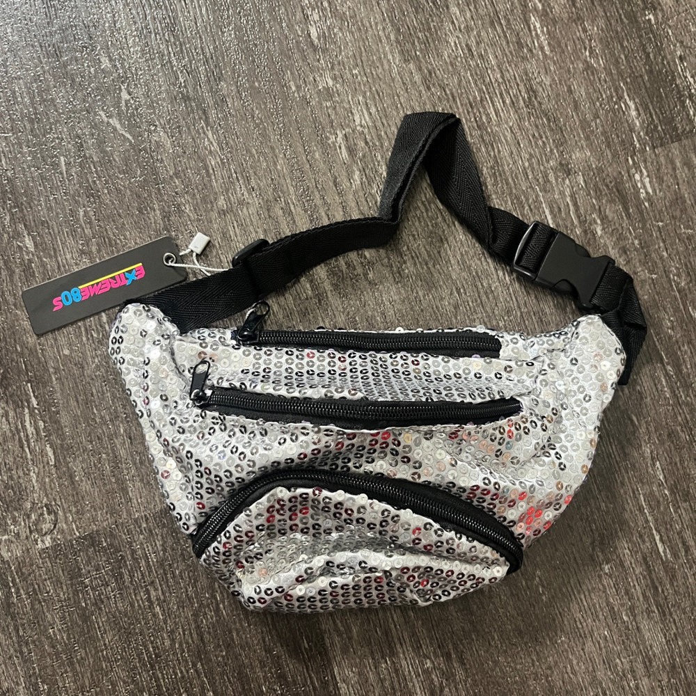 Extreme 80s Silver Sequin Fanny Pack Belt Bag